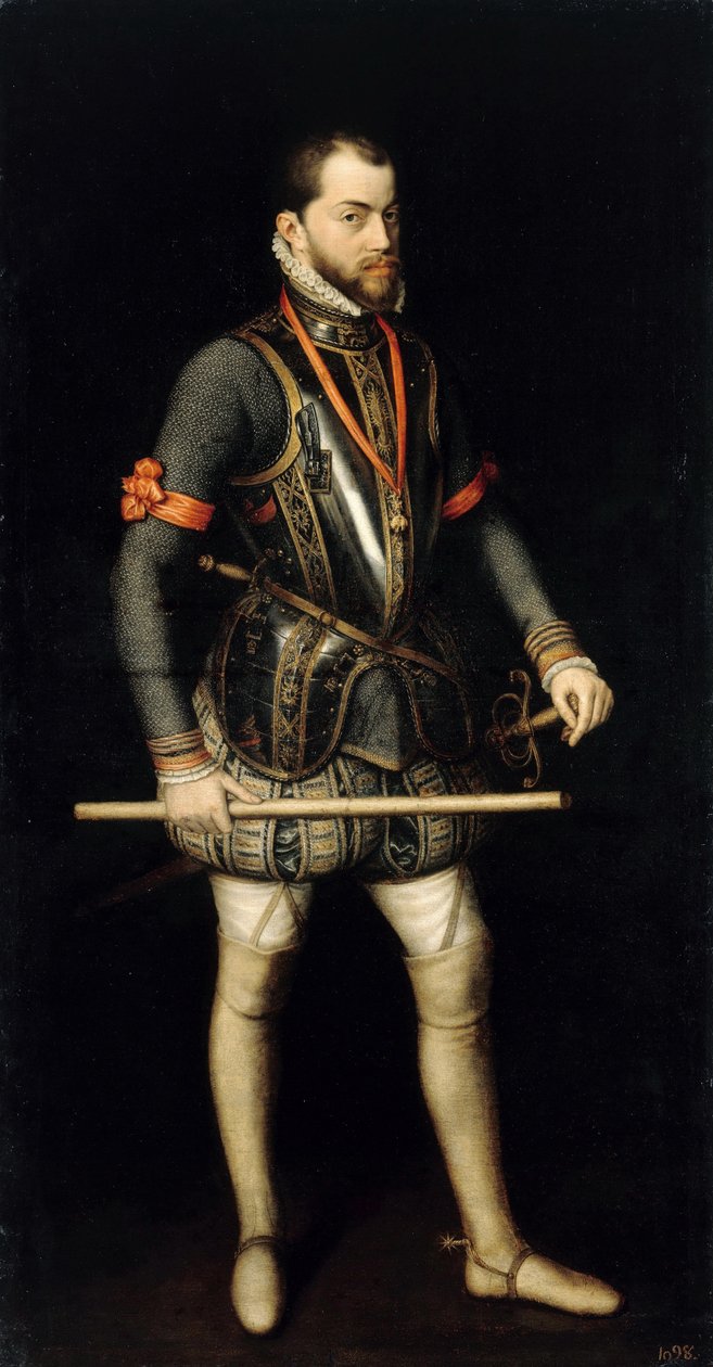 Porträtt av Filip II 1527-1598, kung av Spanien och Portugal av Alonso Sánchez Coello