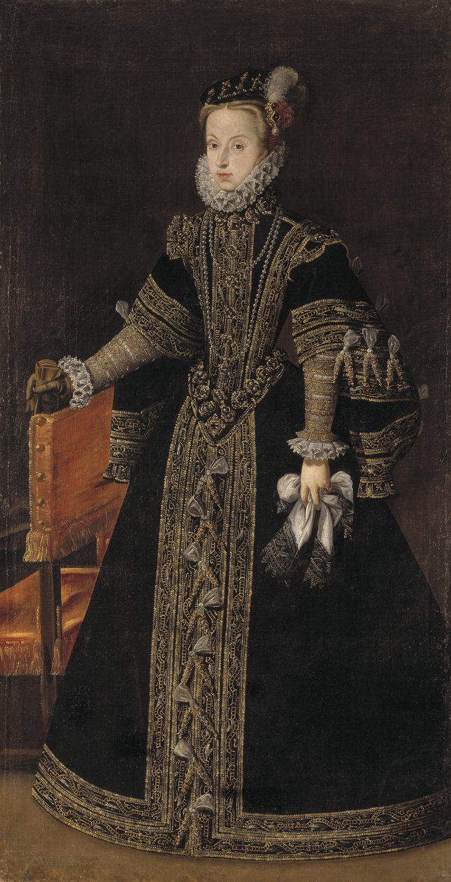 Anna av Österrike, drottning av Spanien, ca 1570 av Alonso studio of Sanchez Coello
