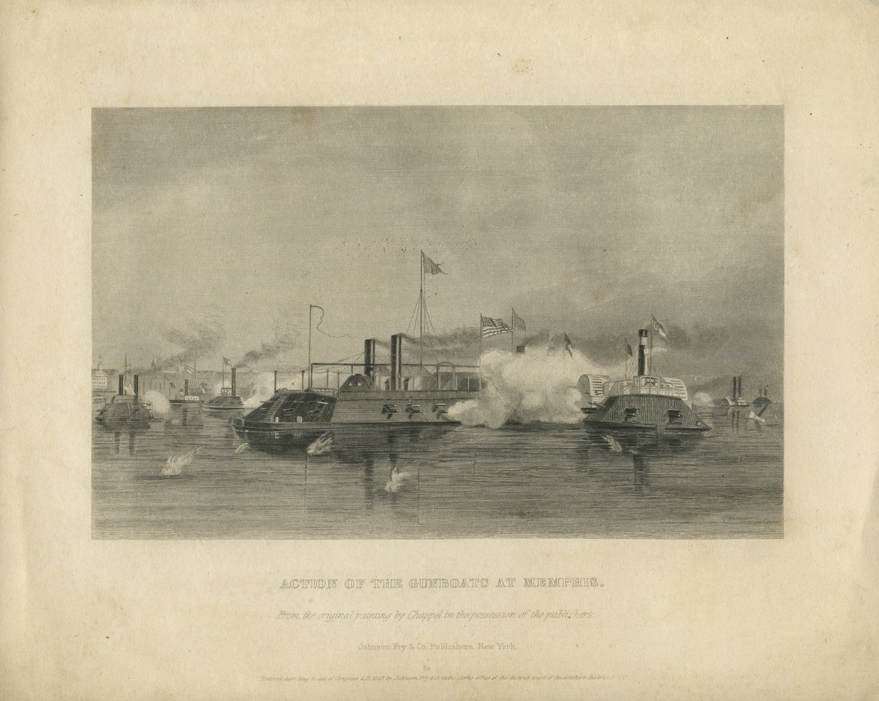 Kanonbåtarnas aktion vid Memphis, ca 1865 av Alonzo Chappel