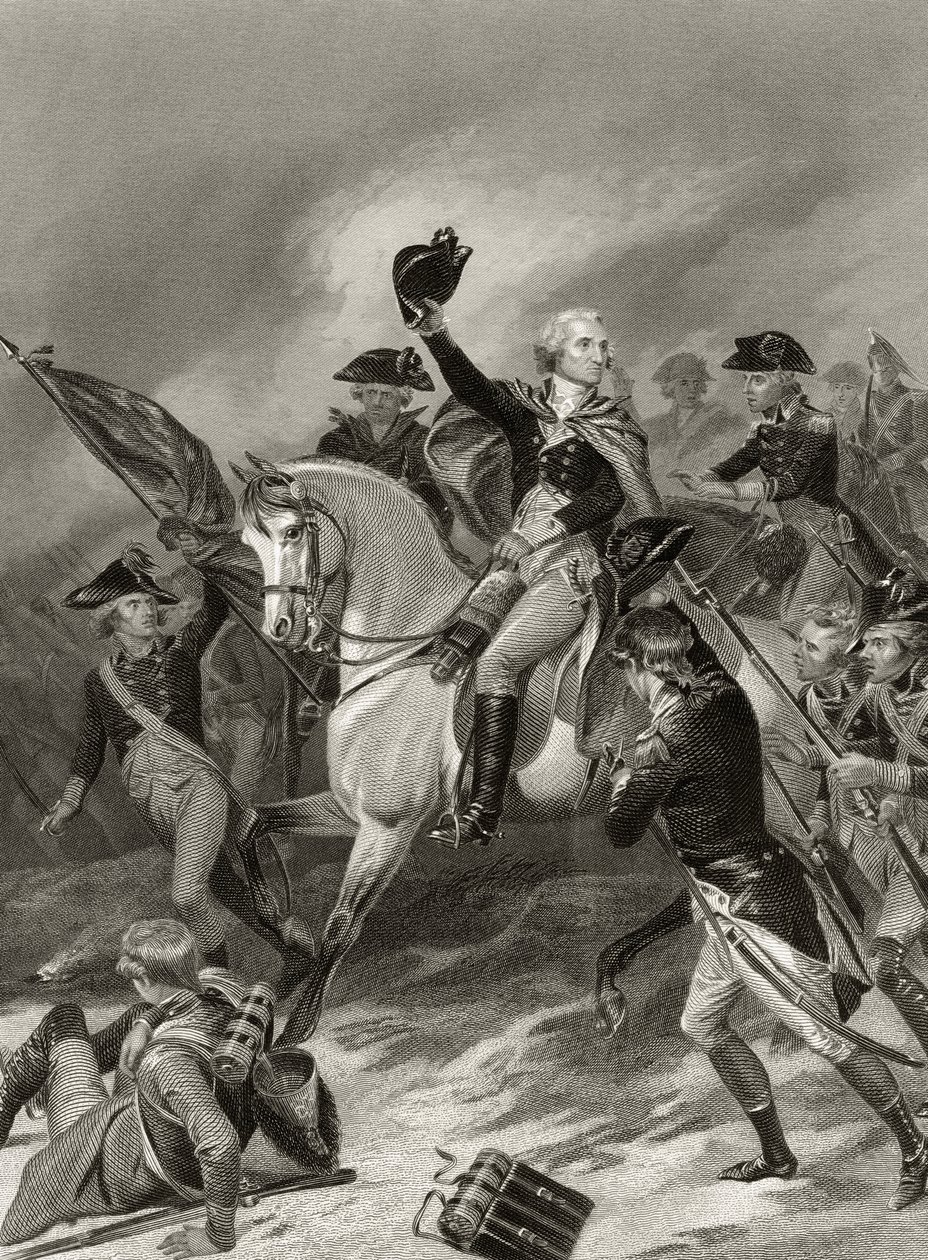 George Washington vid slaget vid Princeton, 3 januari 1777, från "Life and Times of Washington", volym I, publicerad 1857 av Alonzo Chappel