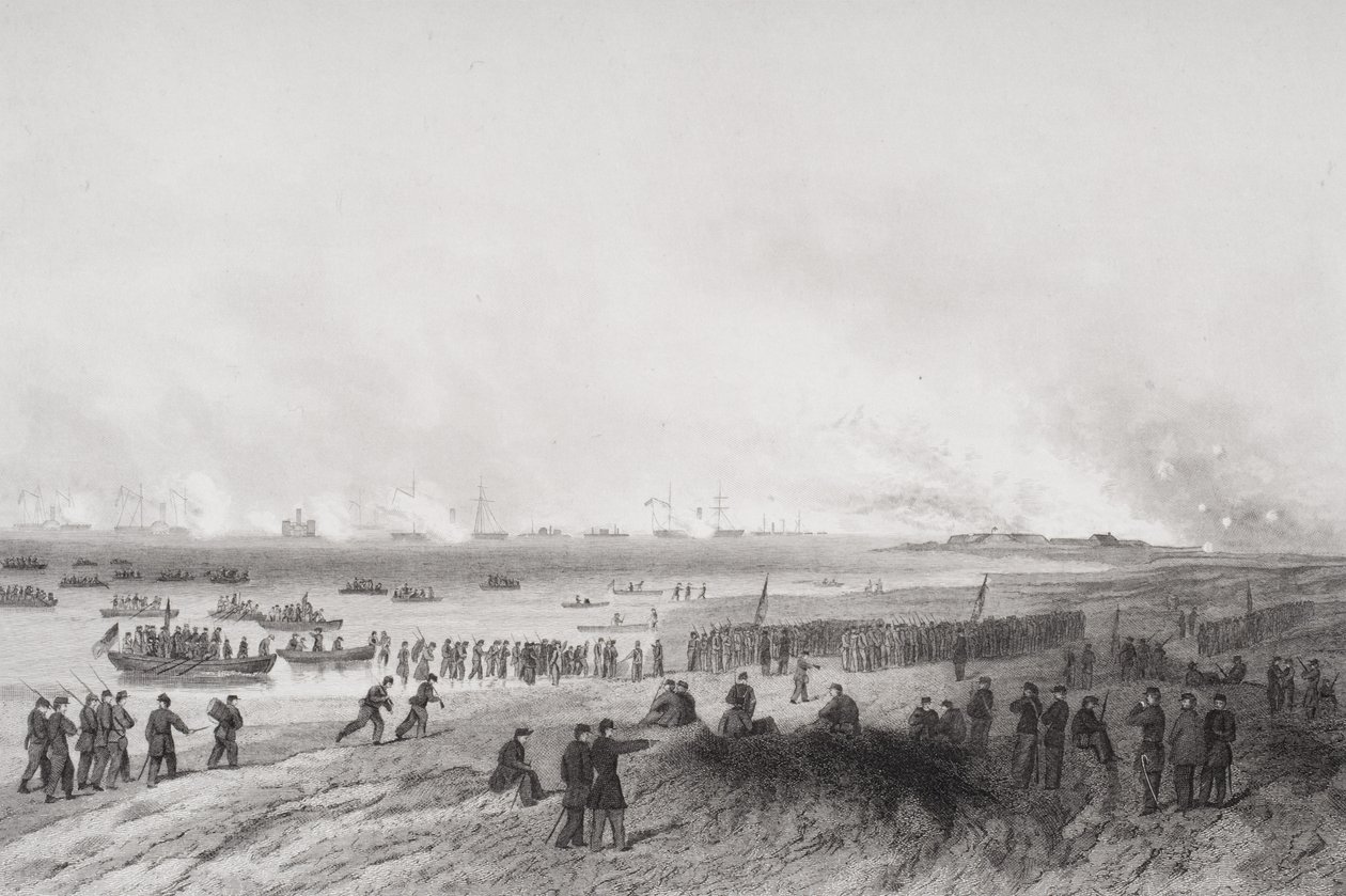 Landsättning av trupperna under bombardementet av Fort Fisher, North Carolina 1864 av Alonzo Chappel