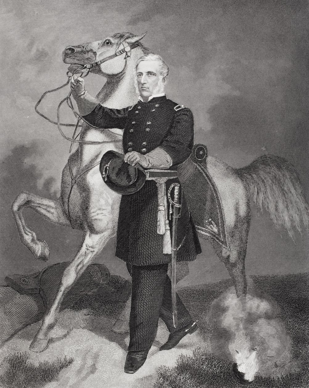 Porträtt av general James Samuel Wadsworth (1807-64) (litografi) av Alonzo Chappel
