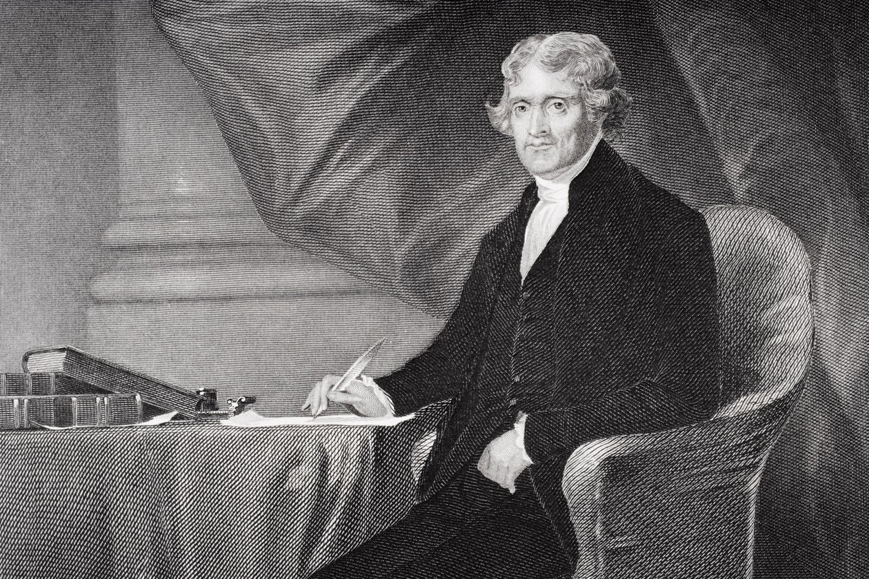 Porträtt av Thomas Jefferson (1743-1826) (detalj av 254737) av Alonzo Chappel