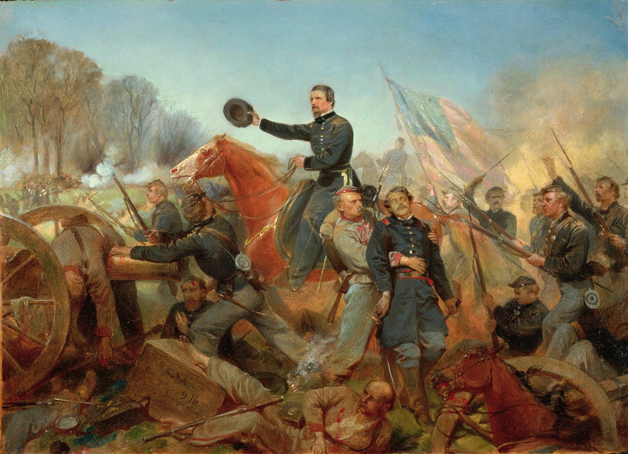 Slaget vid vildmarken, attack vid Spotsylvania Court House, Virginia, 1865 av Alonzo Chappel