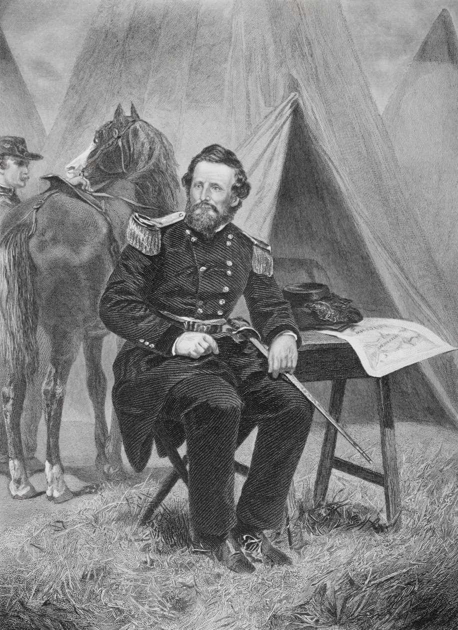 Porträtt av Nathaniel Lyon (1818-61) (litografi) av Alonzo Chappel