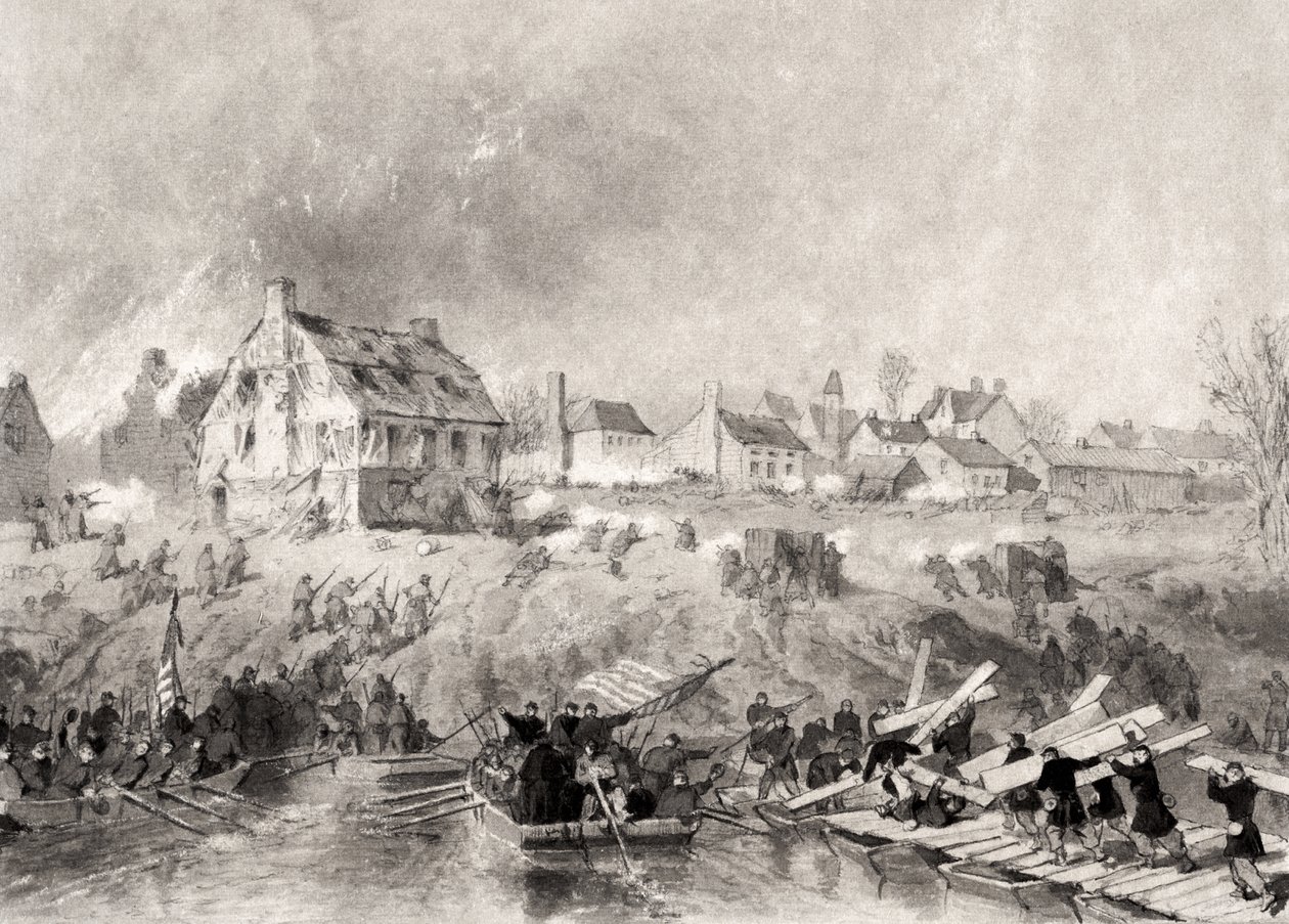 Attacken mot Fredericksburg, Virginia, från "National History of the War for the Union", 1860-talet av Alonzo Chappel