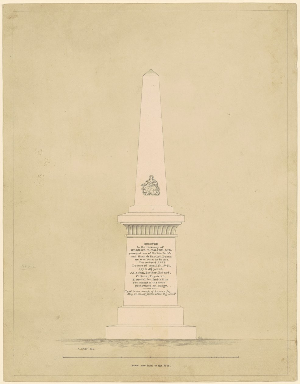 Design för ett monument till minne av George B. Doane av Alpheus Cary