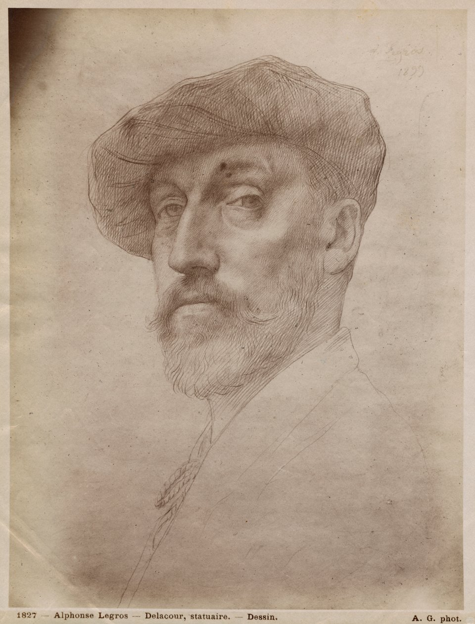 Clovis Delacoux, skulptör, 1899 (silverstift på kartong) av Alphonse Legros