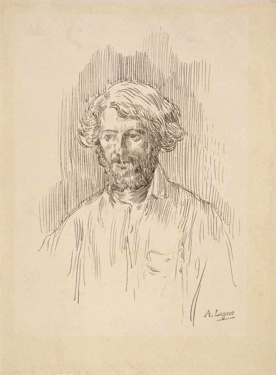 Självporträtt, 1858 (penna och bläck på papper) av Alphonse Legros