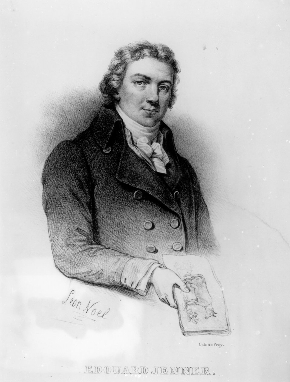 Porträtt av Edward Jenner (1749-1823), litografi av de Frey av Alphonse Leon Noel