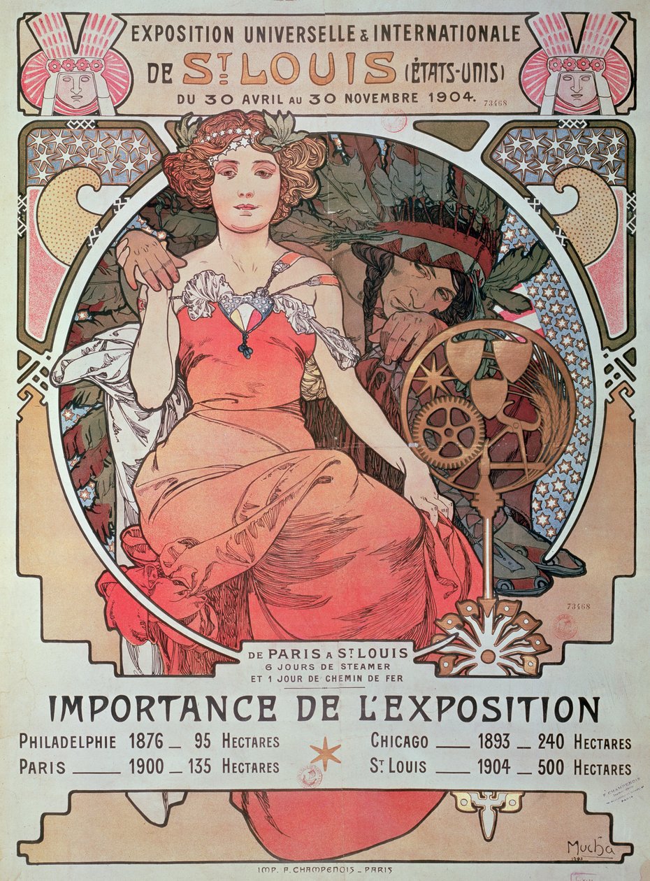En affisch för världsutställningen, St. Louis, USA, 1904 (litografi) av Alphonse Mucha