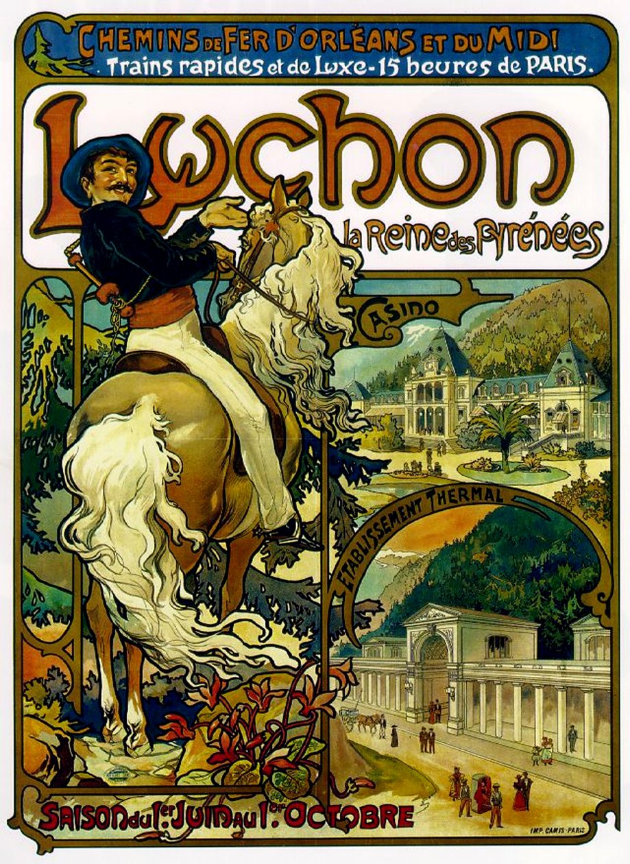 Affisch för tåg till Luchon, Frankrike, 1895 av Alphonse Mucha
