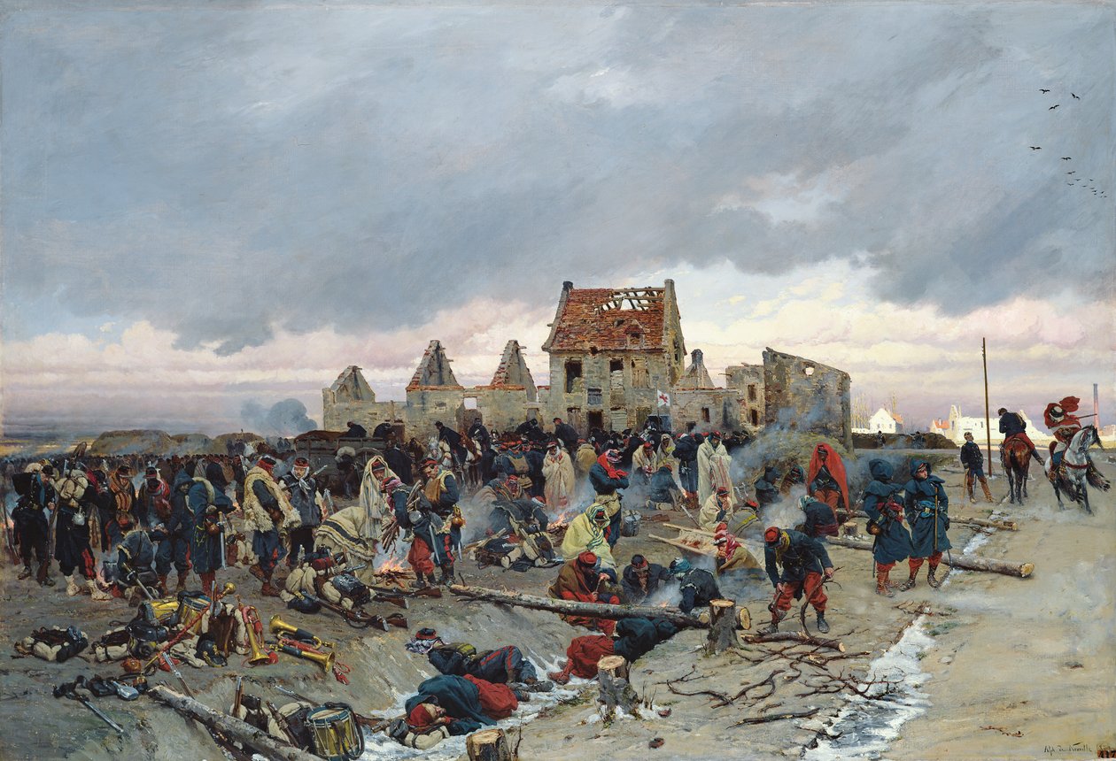 Bivack vid Le Bourget efter slaget den 21 december 1870, 1872 av Alphonse Marie de Neuville
