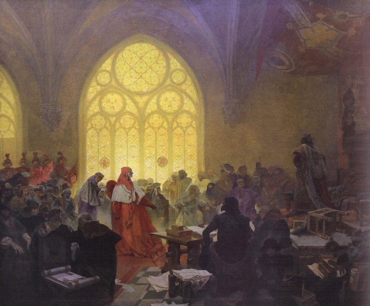  Jiri z Podebrad: kral obojiho lidunEnglish: The Hussite King Jiri of Podebrady and Kunstat: Treaties are to be Observedn av Alphonse Mucha