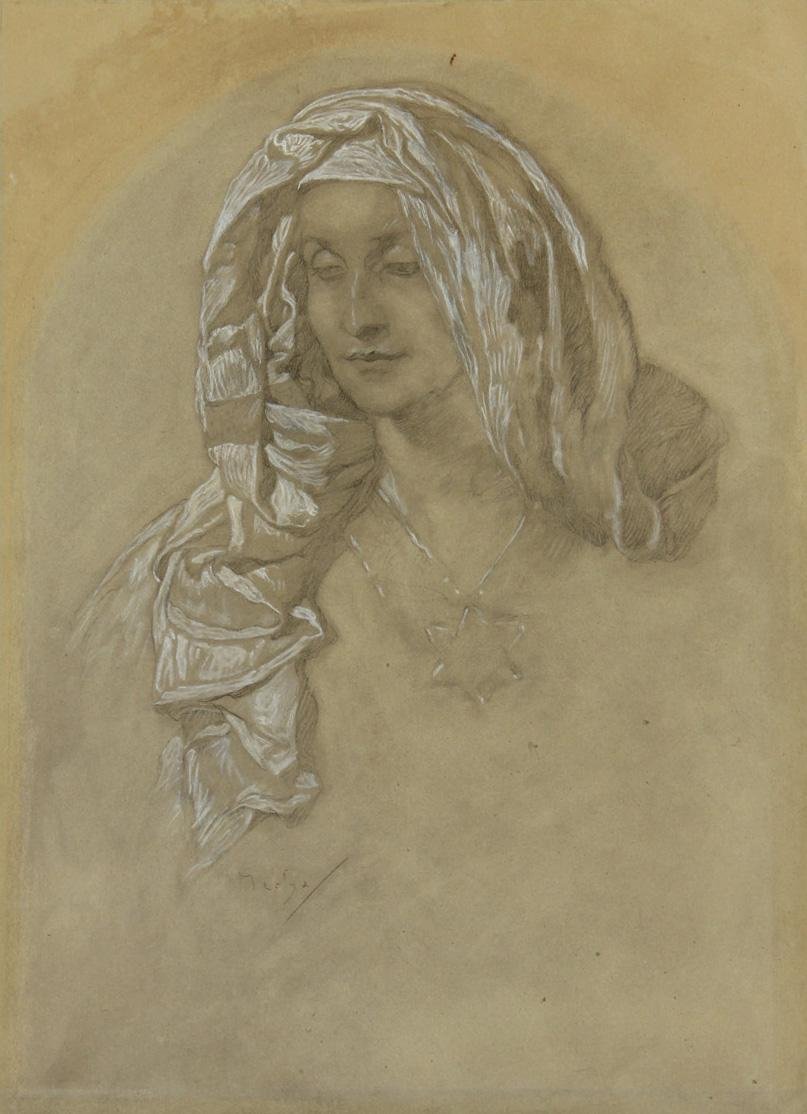 Porträt eines Mädchens av Alphonse Mucha