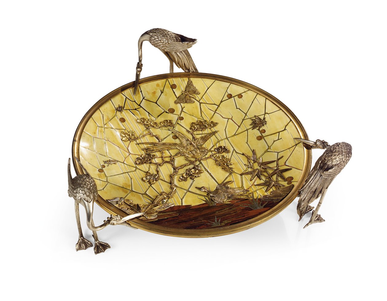 Bägare (Tazza), intarsia av Ferdinand Duvinage, andra hälften av 1800-talet (försilvrad och förgylld brons, elfenben och trä) (se även 476612) av Alphonse Gustave Giroux