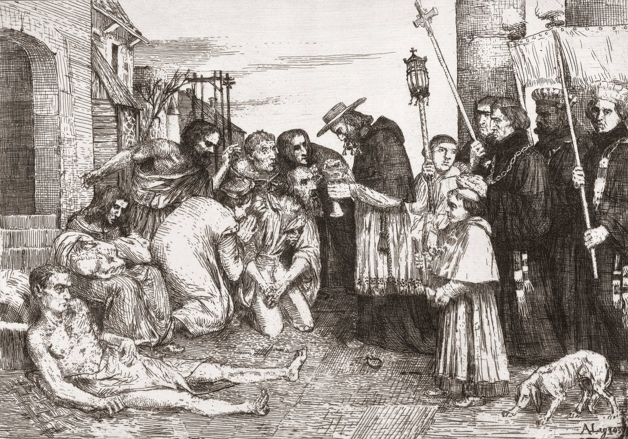 Pestoffer i Rom (gravyr) av Alphonse (after) Legros