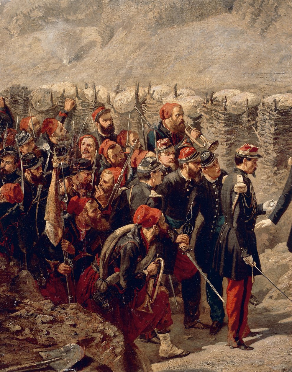 Marskalk Patrice MacMahon med Zouaves i Malakoff av Alphonse Antoine Aillaud