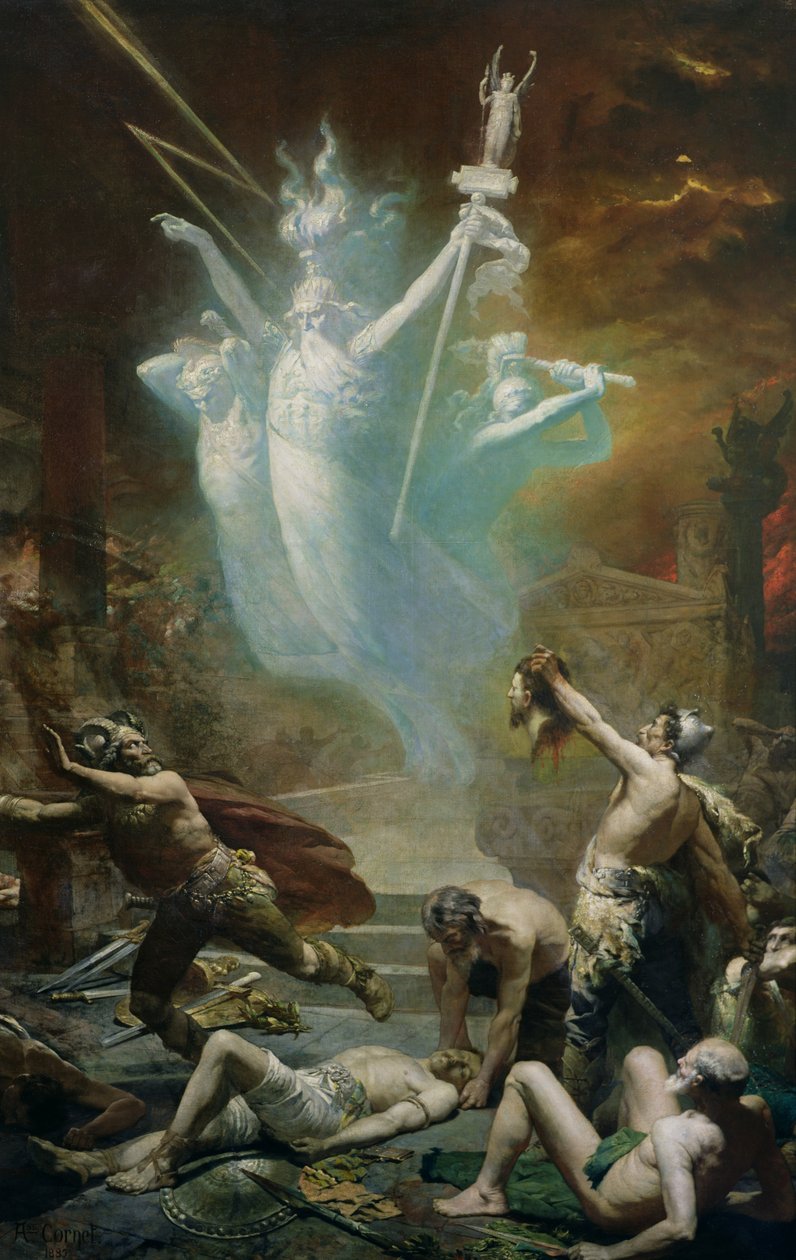 Intagandet av templet i Delfi av gallerna, 1885 av Alphonse Cornet