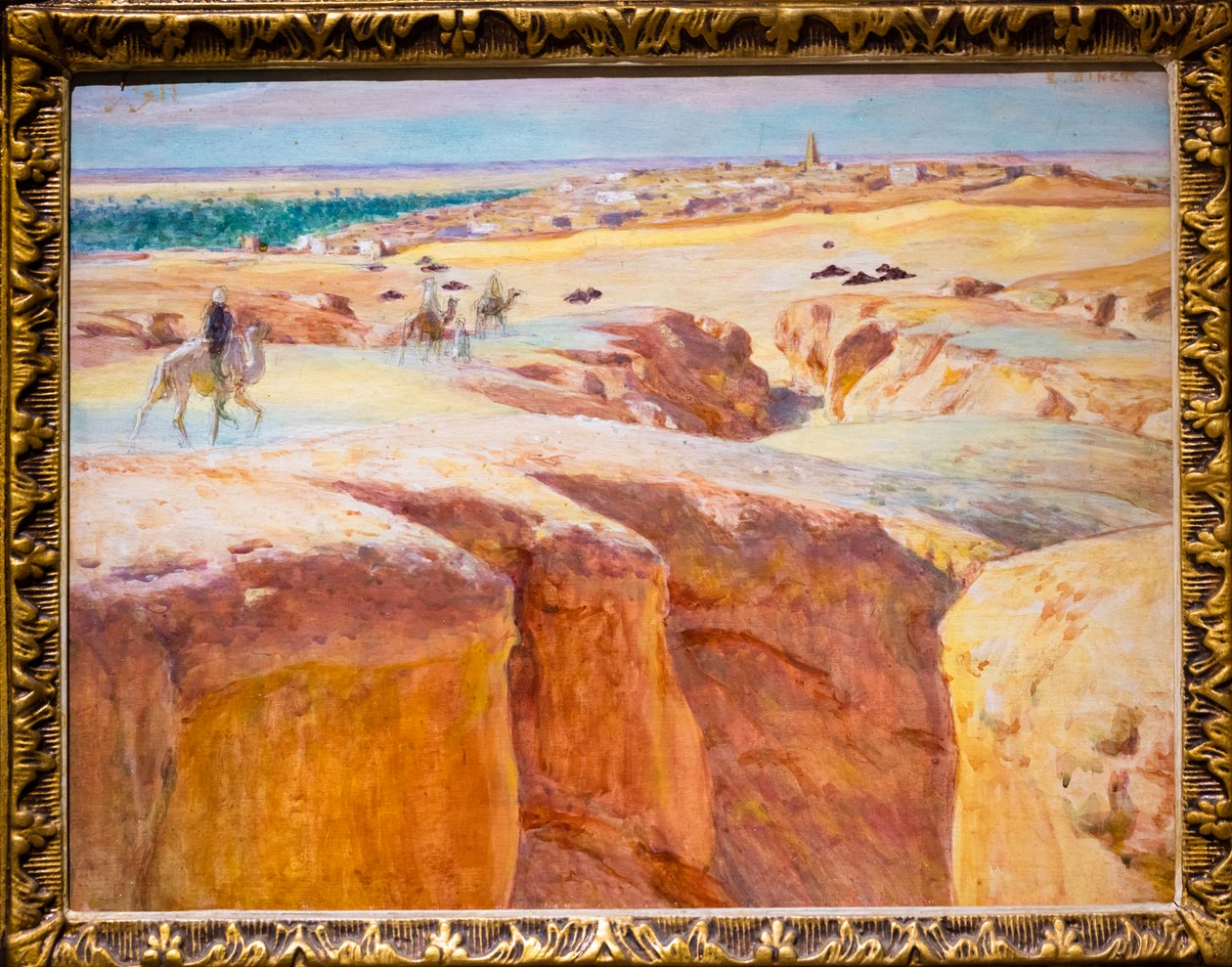 Husvagn vid El Grara, nära Ghardaïa (olja på pannå) av Alphonse Etienne Dinet