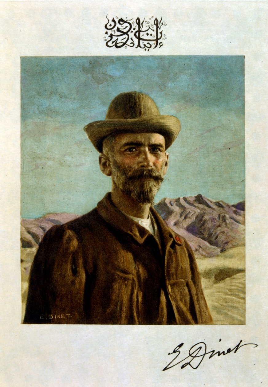 Illustration av Dinet från "Mirages" Scener av det arabiska livet. 1906. Mirages, Scénes De La Vie Arab illustrerades av Etienne Dinet med kommentarer av Silman Ben Ibrahim Bamer. Nasreddine Dinet föddes som Alphonse-Étienne Dinet; (1861-1929) var en frans av Alphonse Etienne Dinet