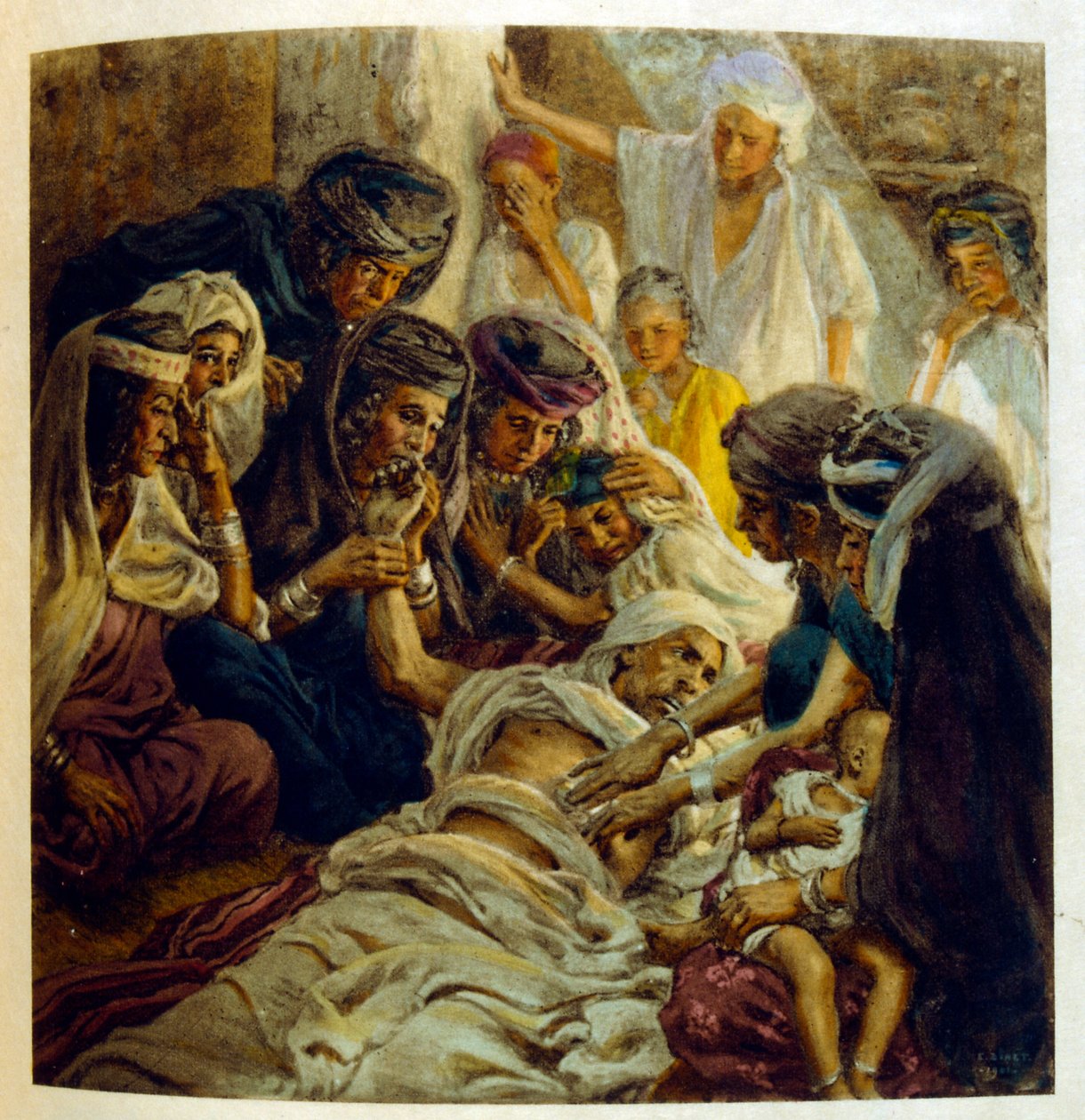 Illustration av Dinet från "Mirages" Scener av det arabiska livet. 1906. Mirages, Scénes De La Vie Arab illustrerades av Etienne Dinet med kommentarer av Silman Ben Ibrahim Bamer. Nasreddine Dinet föddes som Alphonse-Étienne Dinet; (1861-1929) var en frans av Alphonse Etienne Dinet