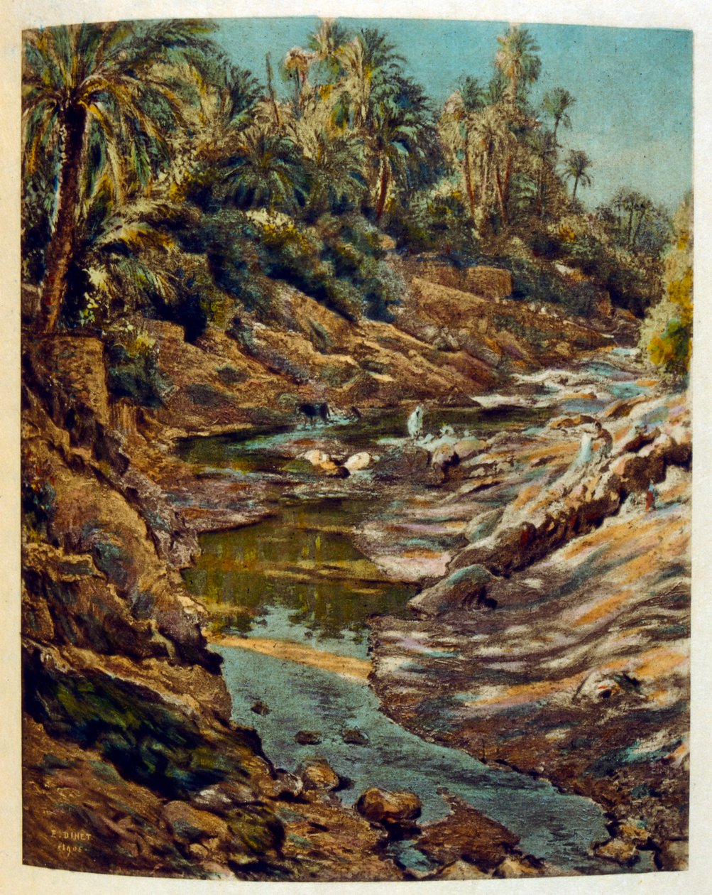 Illustration av Dinet från "Mirages" Scener av det arabiska livet. 1906. Mirages, Scénes De La Vie Arab illustrerades av Etienne Dinet med kommentarer av Silman Ben Ibrahim Bamer. Nasreddine Dinet föddes som Alphonse-Étienne Dinet; (1861-1929) var en frans av Alphonse Etienne Dinet