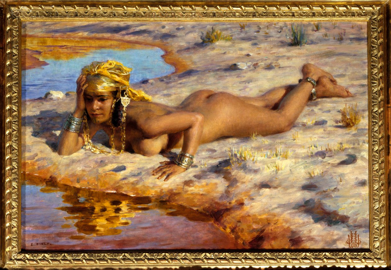 På kanten av wadi. Målning av Etienne Dinet (1861-1929) av Alphonse Etienne Dinet