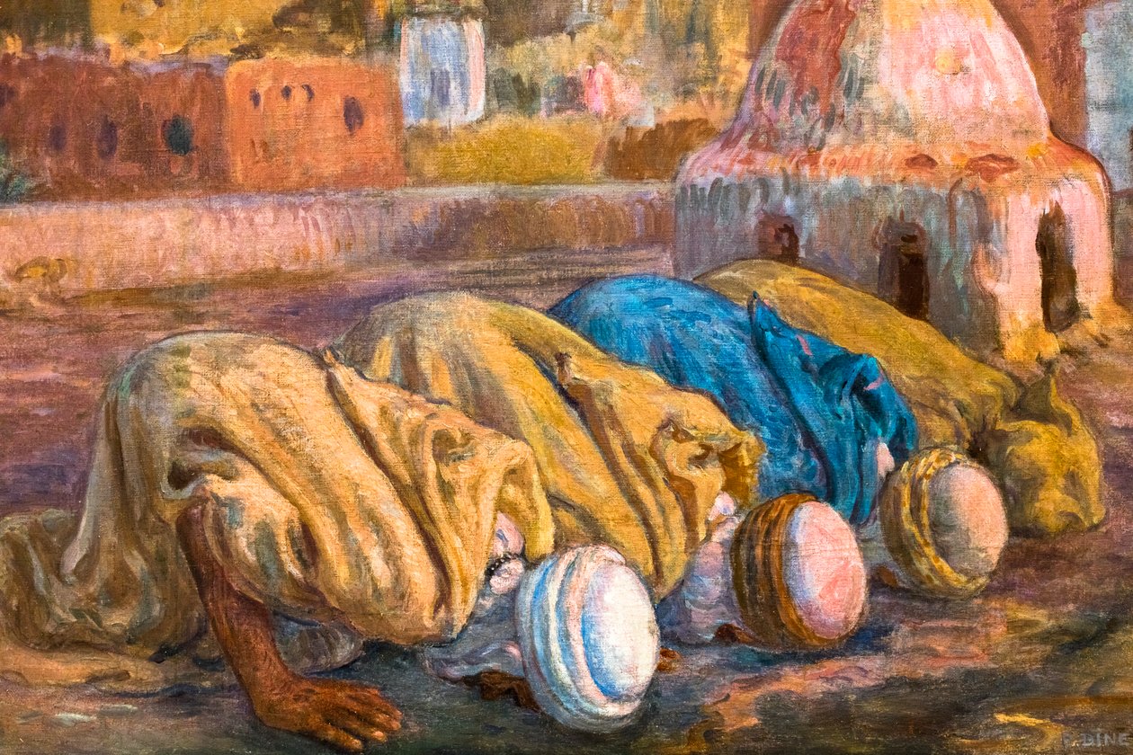 Bön på en terrass i Bou-Saada eller Es-Sojoud (olja på duk) av Alphonse Etienne Dinet