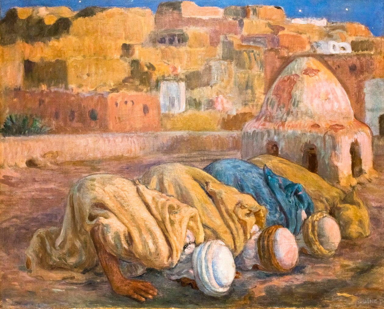 Bön på en terrass i Bou-Saada eller Es-Sojoud (olja på duk) av Alphonse Etienne Dinet