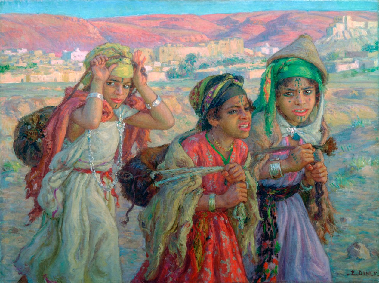 Unga flickor som bär vatten, c1881-1926 av Alphonse Etienne Dinet