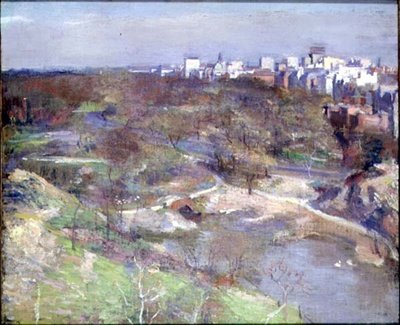 Central Park, New York (olja på duk) av Alphonse Jongers