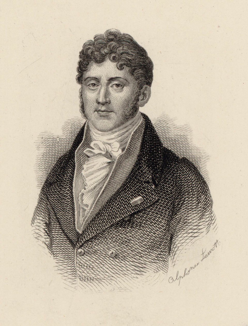 Porträtt av tonsättaren Étienne Nicolas Méhul 1763-1817. av Alphonse Lamotte