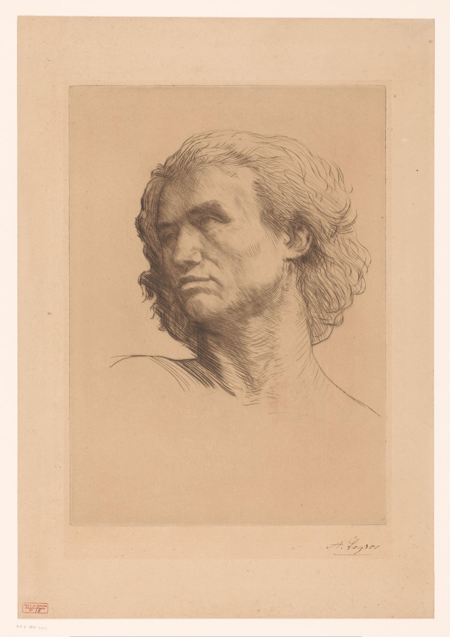Huvudet av en man av Alphonse Legros (signed by artist)