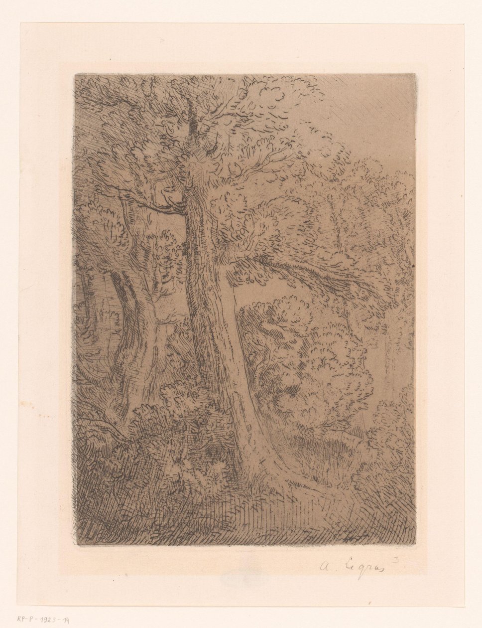 Två träd av Alphonse Legros (signed by artist)