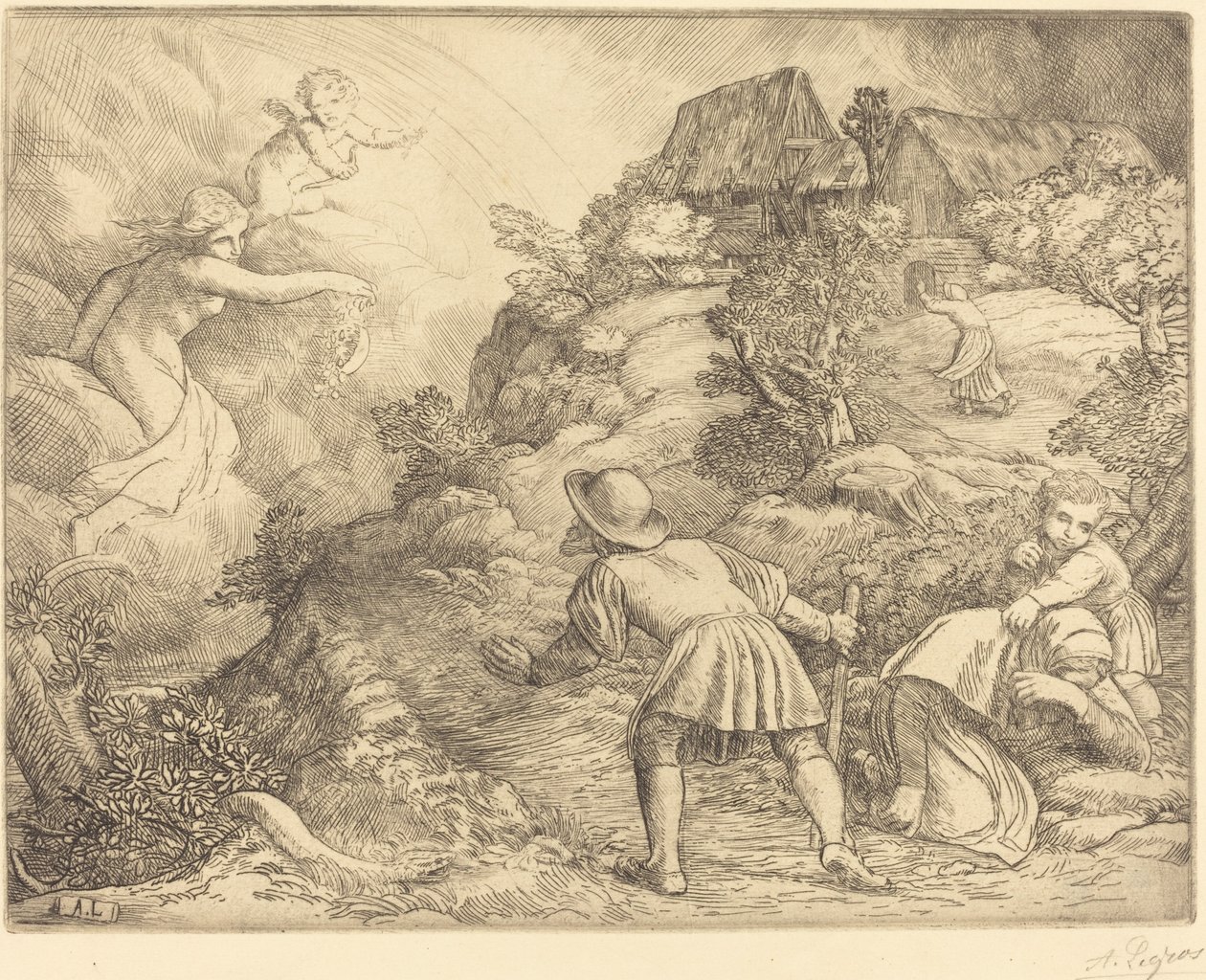 Allegori om bonden och förmögenheten Bonden och förmögenheten: Allegoriskt ämne. av Alphonse Legros