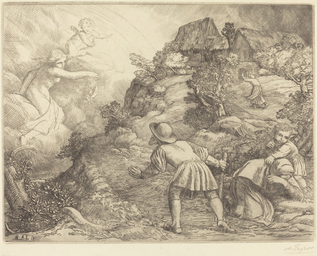Allegori om bonden och förmögenheten Bonden och förmögenheten: Allegoriskt ämne. av Alphonse Legros