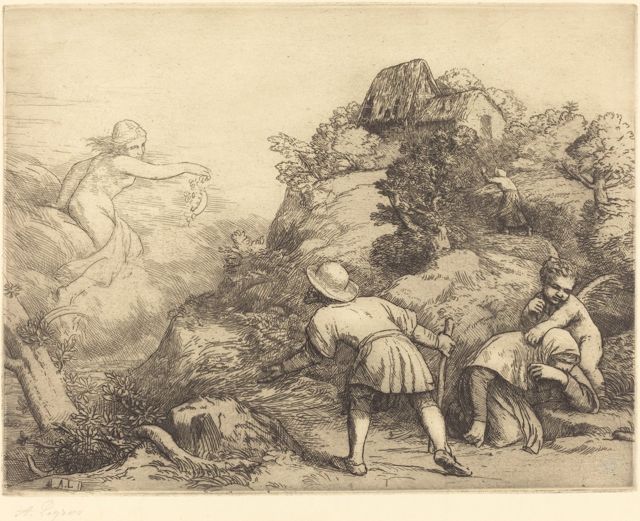 Allegori om bonden och förmögenheten Bonden och förmögenheten: Allegoriskt ämne. av Alphonse Legros