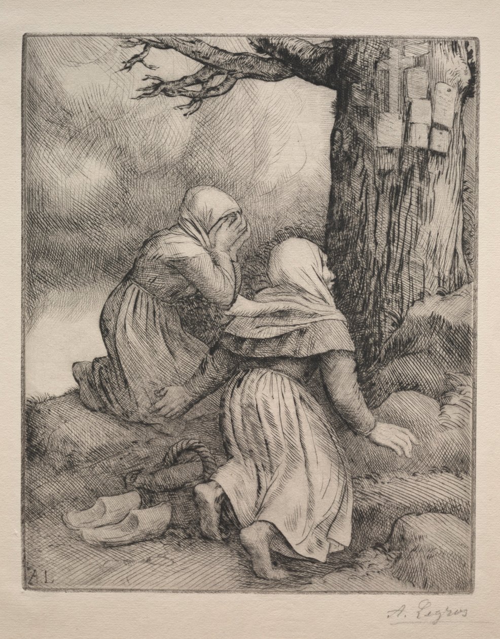 Böjer sig inför trädet Larbre de salut. av Alphonse Legros