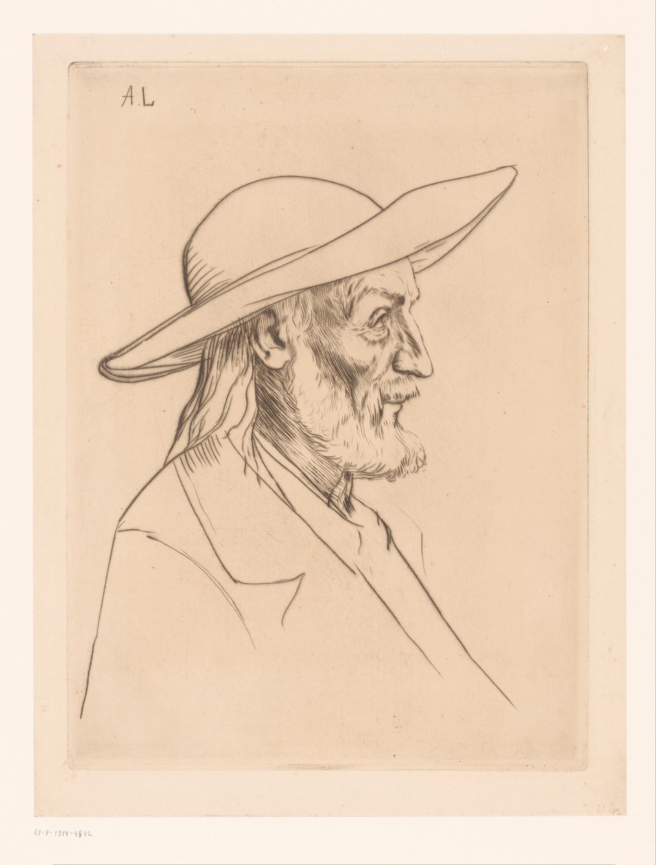 Breton man med hatt paysan breton av Alphonse Legros