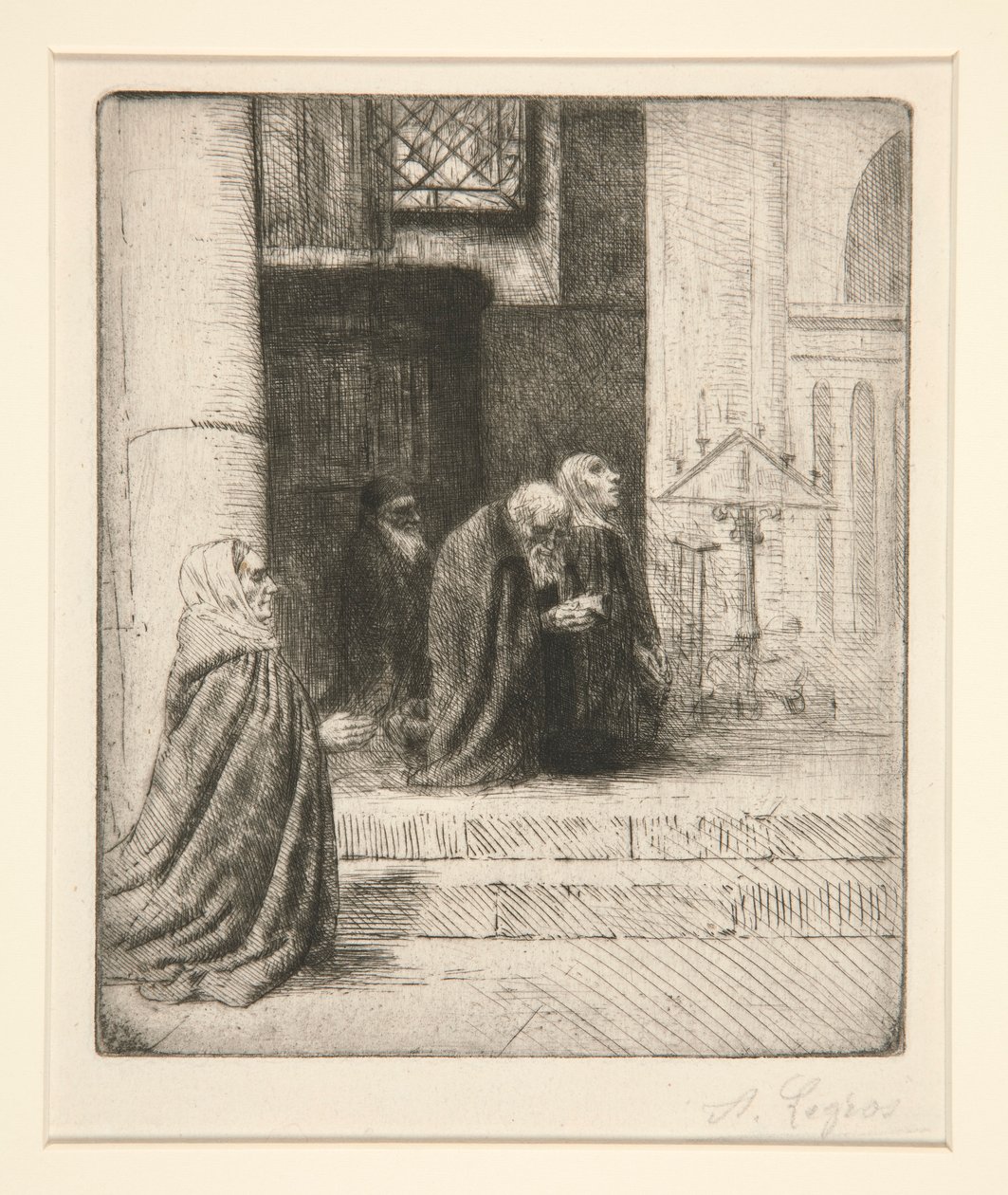 Kyrkans interiör (interiör d av Alphonse Legros