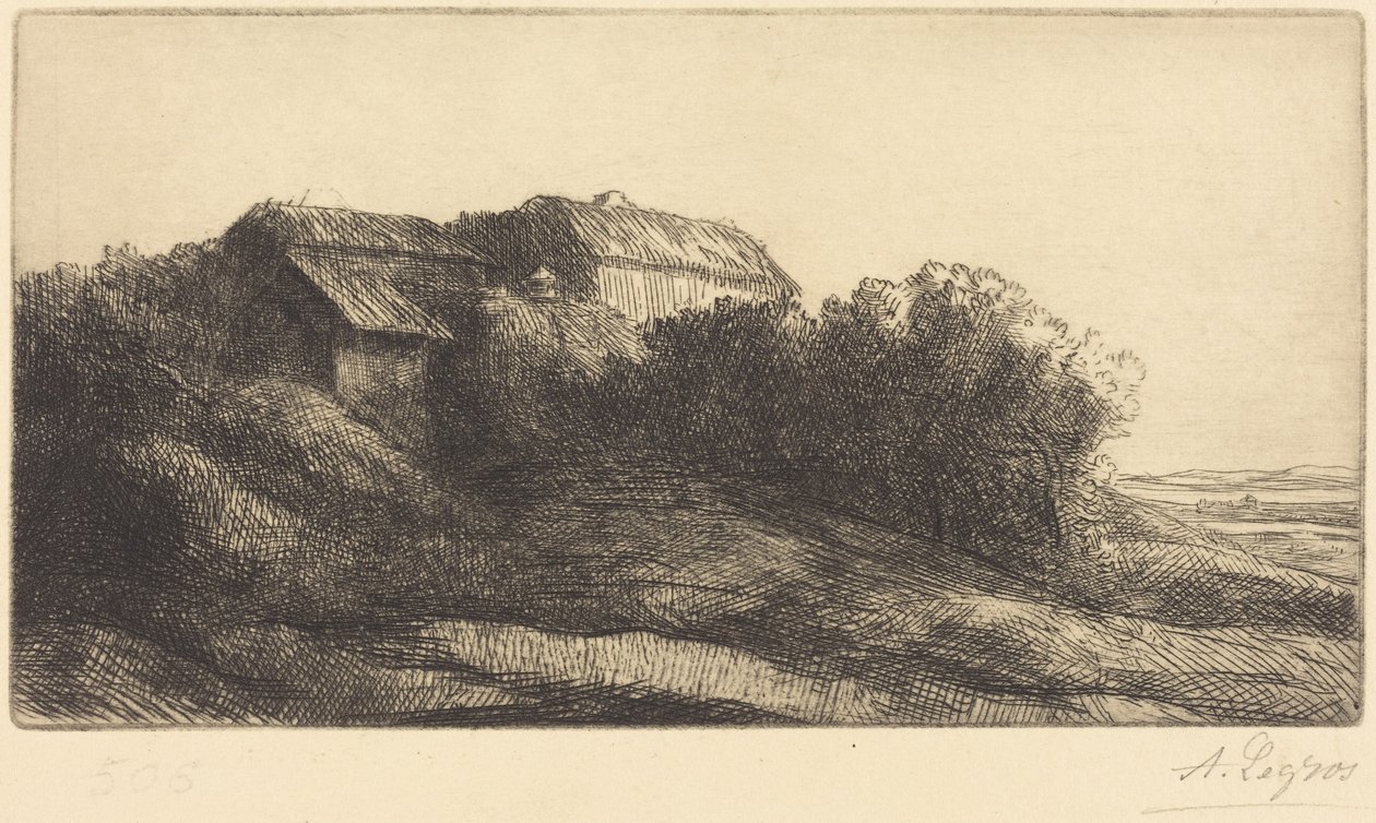 Stuga på en sluttning (Chaumiere sur le coteau) av Alphonse Legros