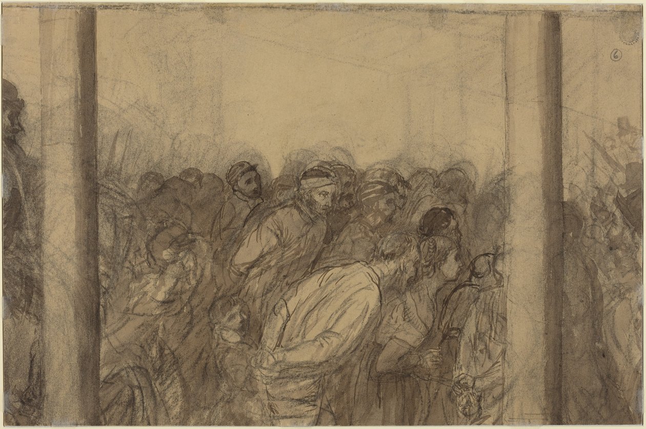Folkmassa sedd mellan två kolonner [verso] av Alphonse Legros