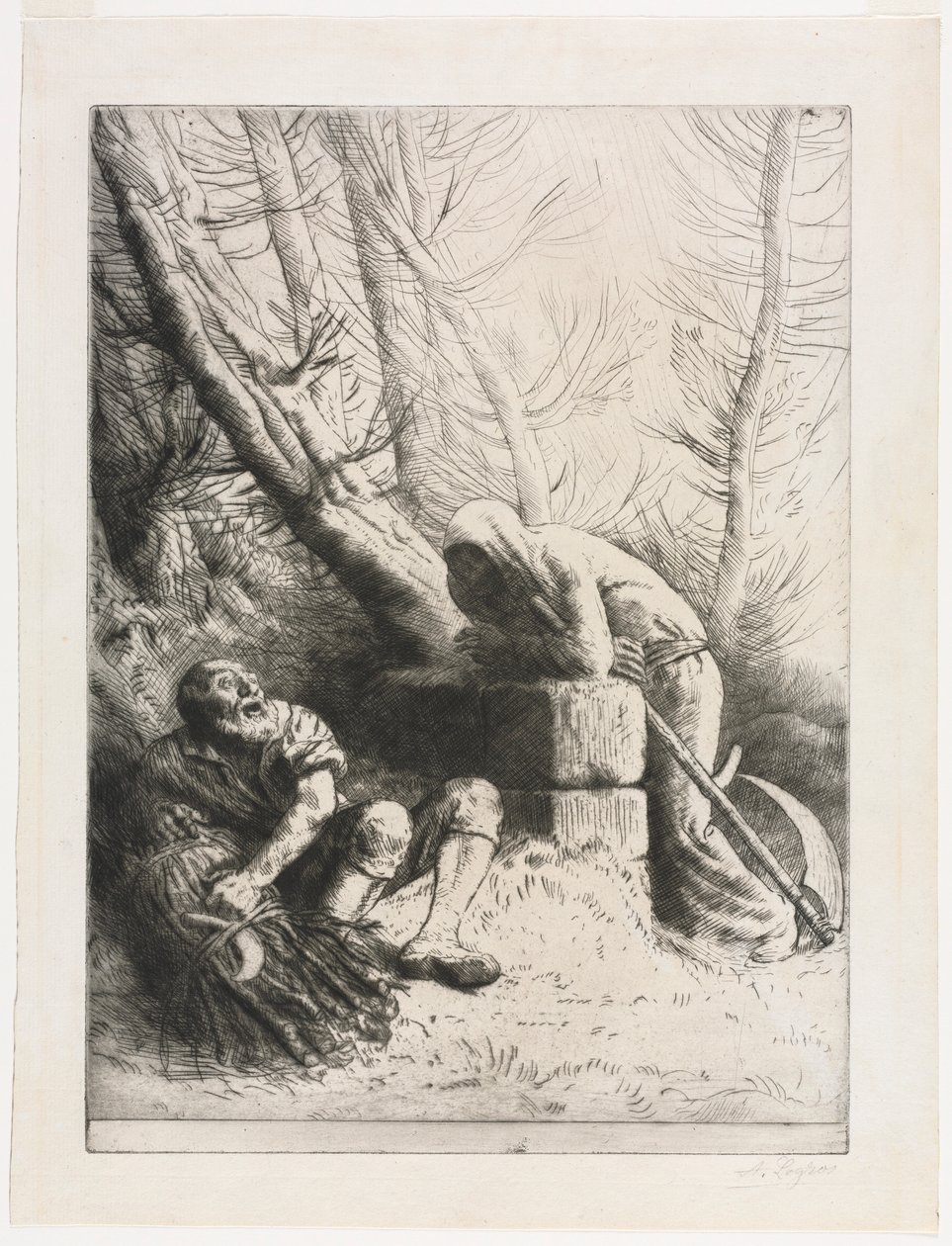 Döden och vedhuggaren, 1881. av Alphonse Legros