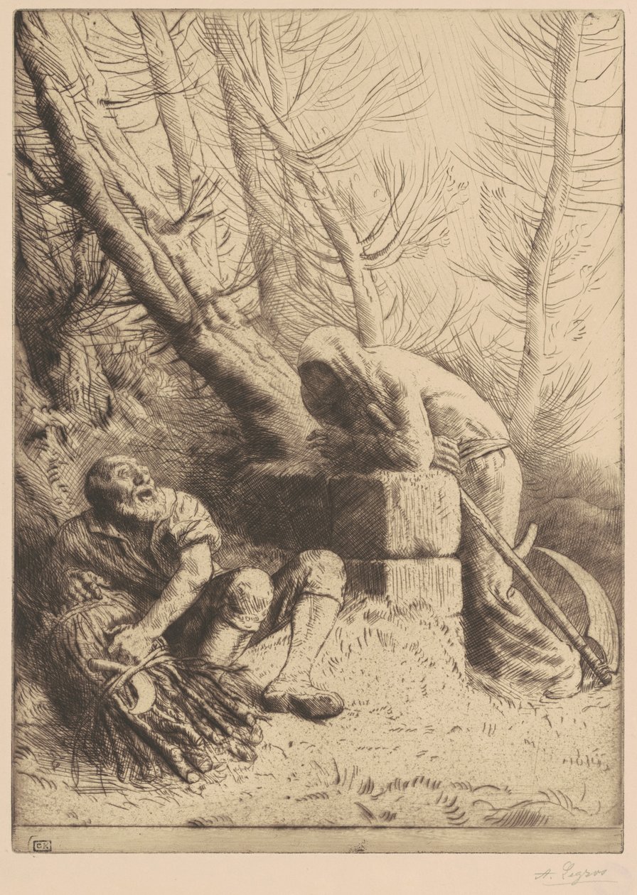 Döden och vedhuggaren, plansch 4 av Alphonse Legros