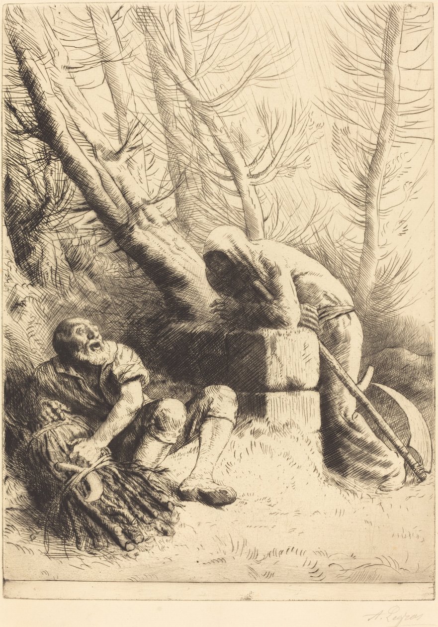 Döden och vedhuggaren, 4:e plattan La mort et le bucheron. av Alphonse Legros