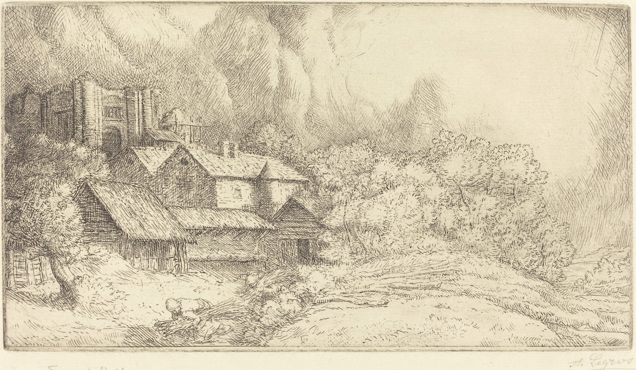 Gård vid klostret The Abbey Farm. av Alphonse Legros