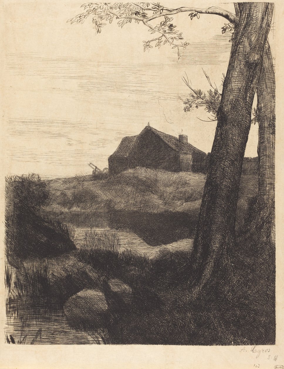 Gård med stort träd Gård med stort träd. av Alphonse Legros