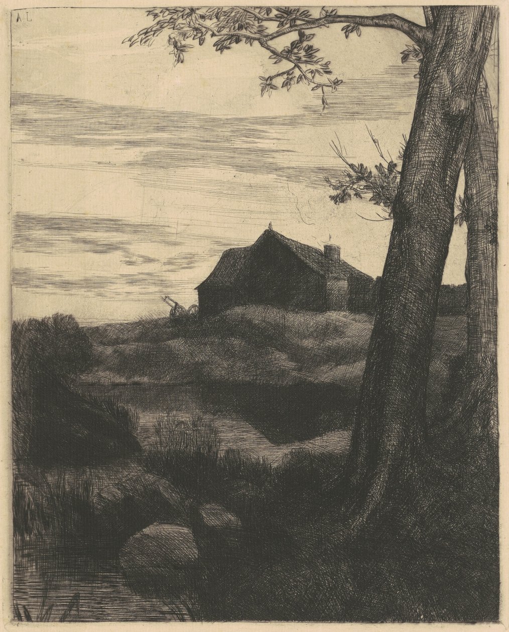 Gården med det stora trädet (La Ferme au Grand Arbre) av Alphonse Legros