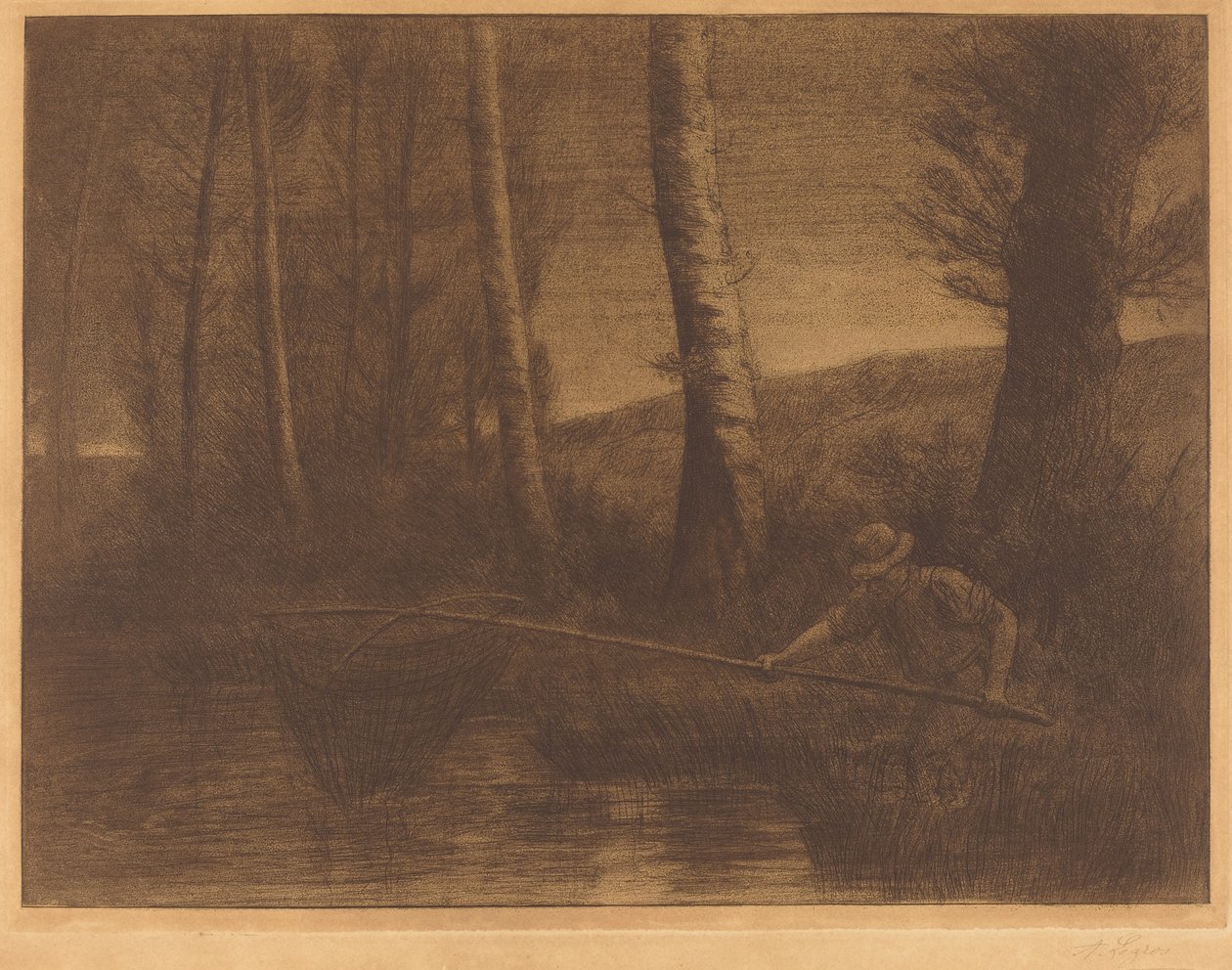 Fiskare med ett ringnät (La peche a la trouble) av Alphonse Legros